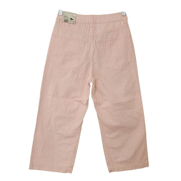 Topshop Moto Pink Pinstripe Cropped Jeans Womens W28 L30 NWT - Picture 2 of 11